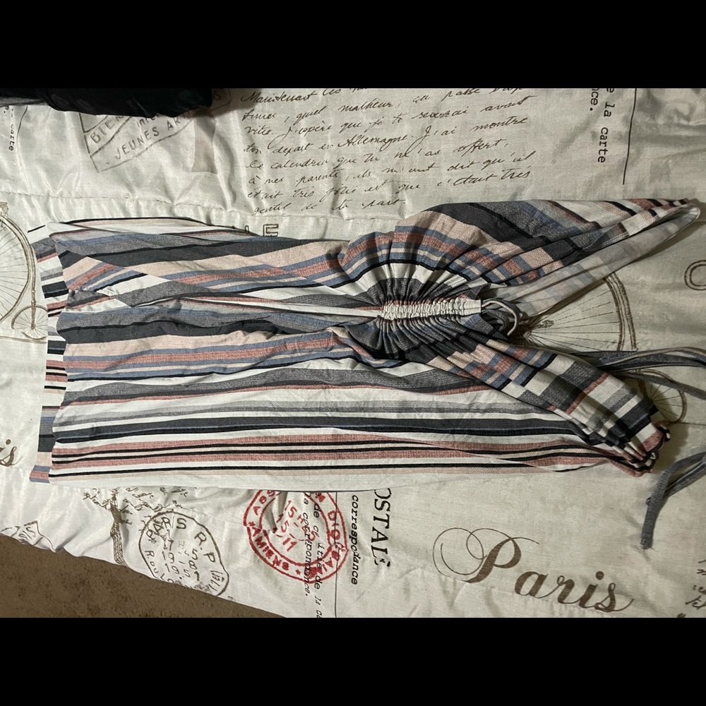 High wasted aide ruffle stripe skirt w pockets